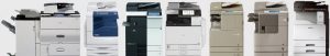 Row of different copier machines